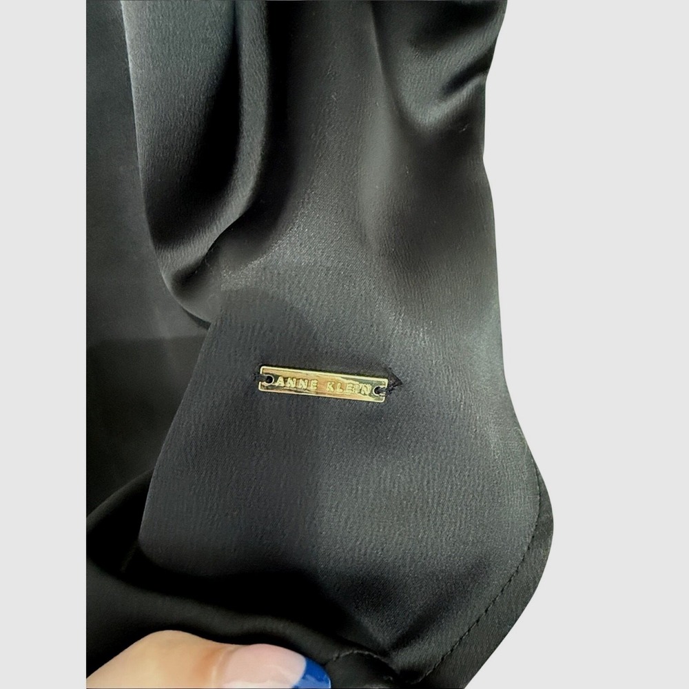 Anne Klein (Black) Satin Blouse Women Large - Picture 3 of 4